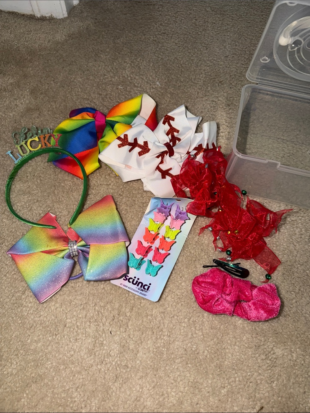 scunci Rainbow, White & Red Kids Hair Accessory Set